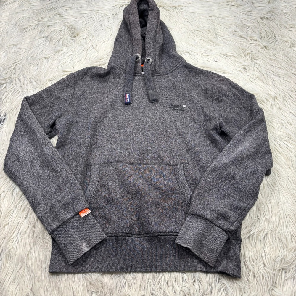 Superdry Men's M Heathered Gray Heavy Weight Pullover Hoodie Sweatshirt